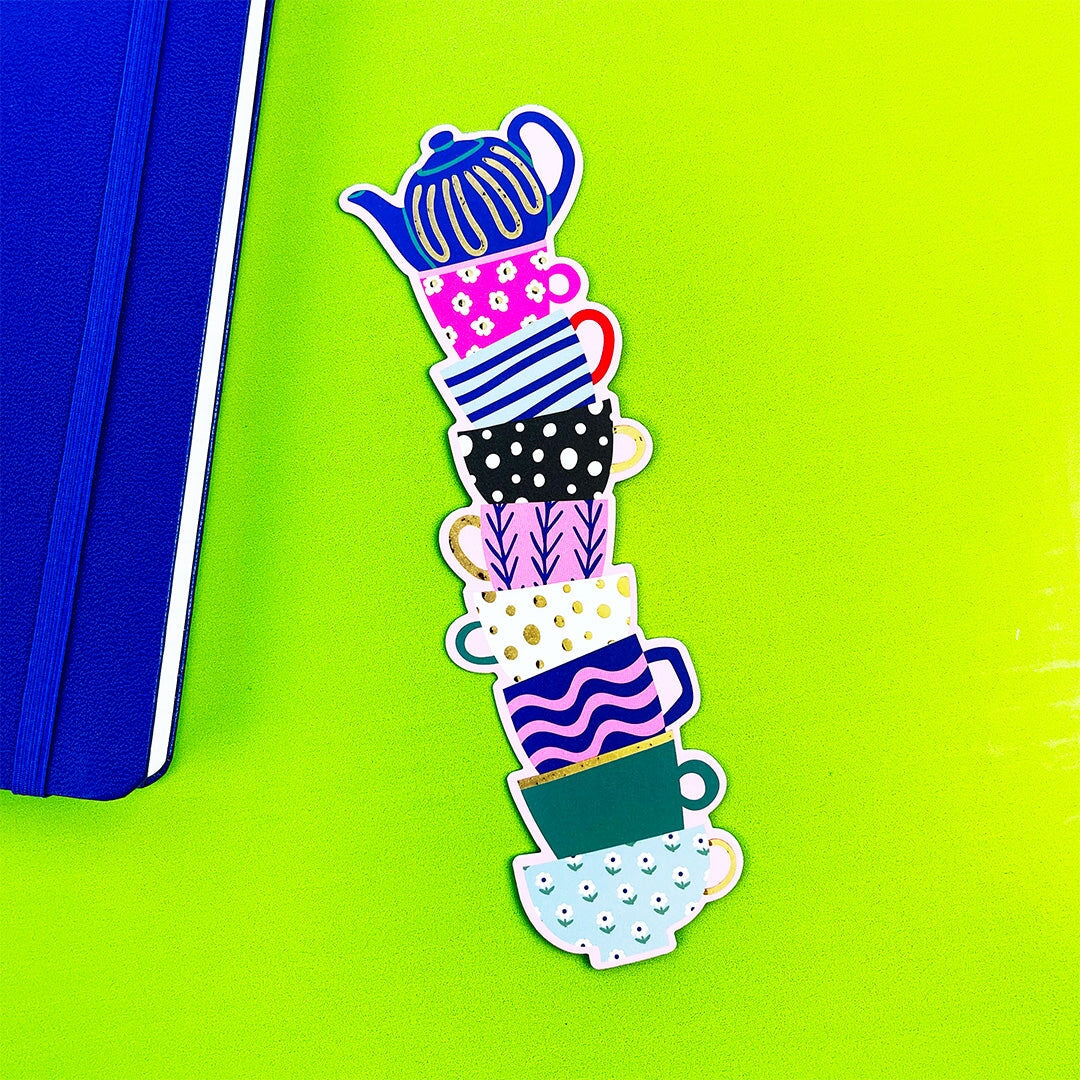 Teetering Tea Cups Scented Bookmark