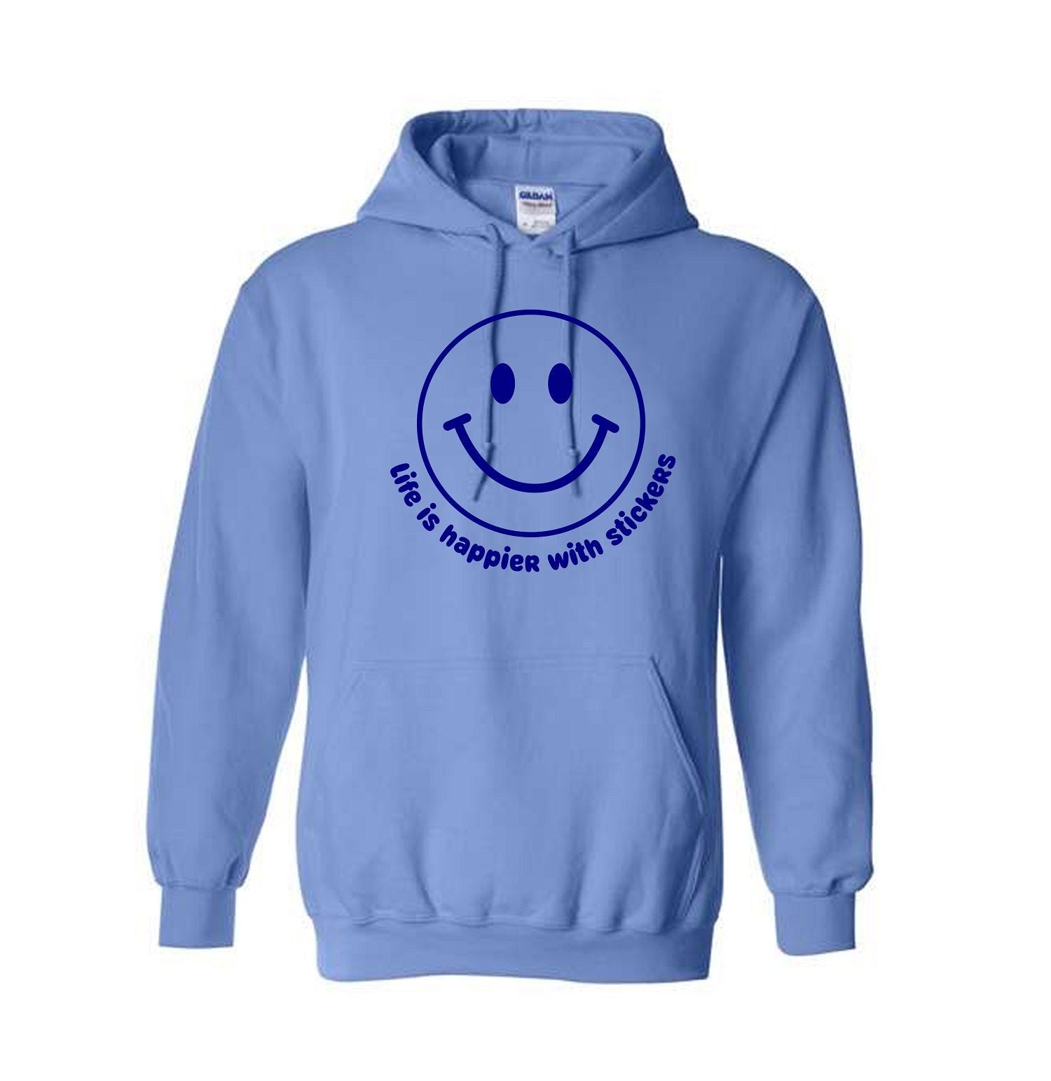 Life Is Happier Hoodie Sweatshirt: Blue