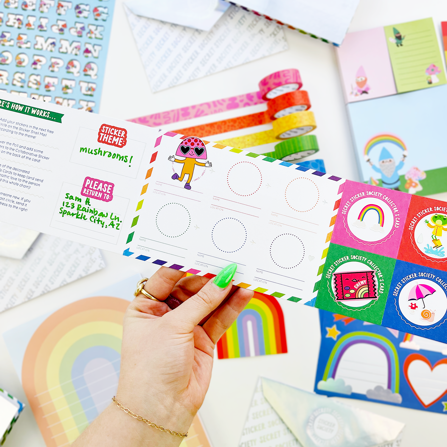 Rainbow Traveling Sticker Mail Pack (6ct)