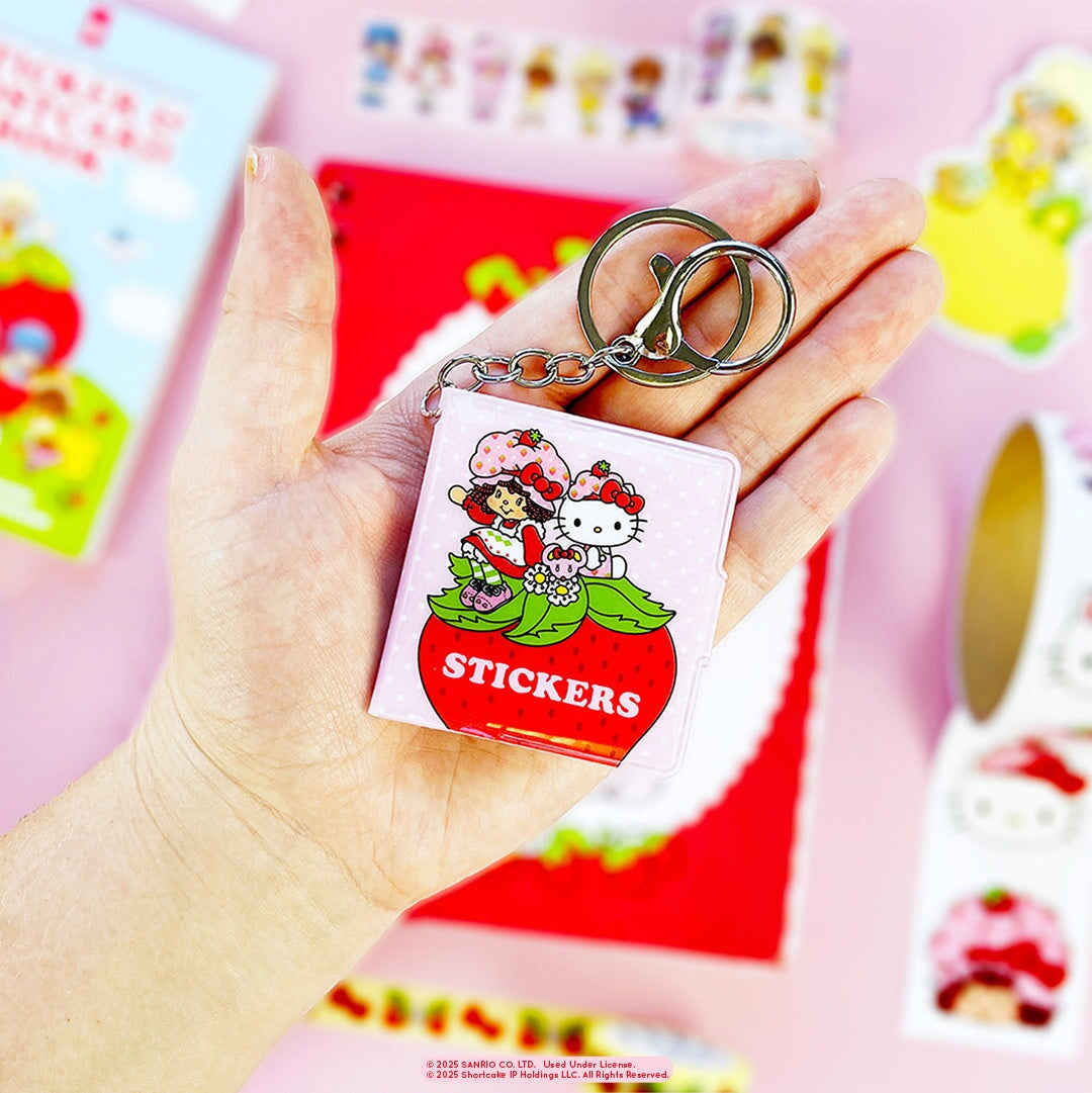 Hello Kitty + Strawberry Shortcake Mini Sticker Book Keychain