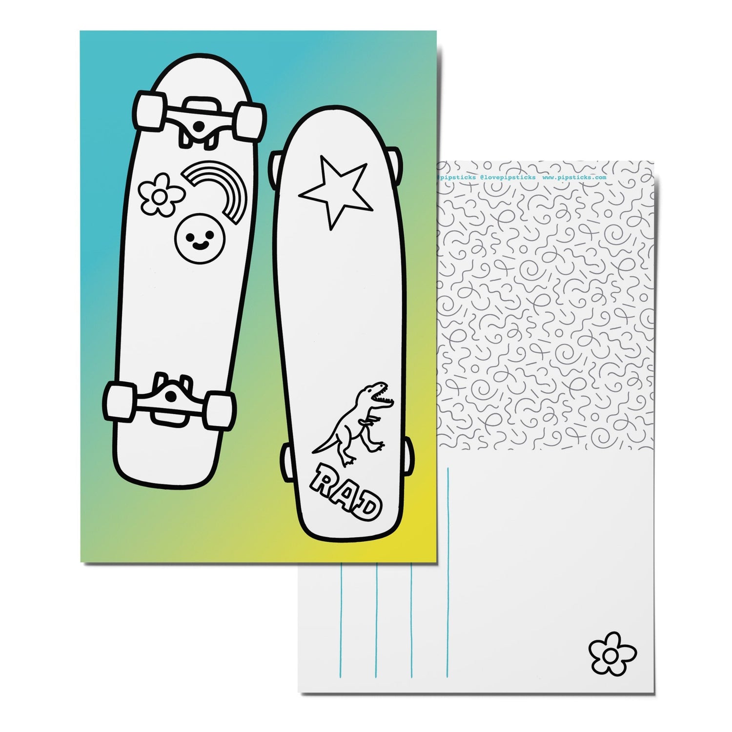 Color-in Skate Decks Postcard Pack