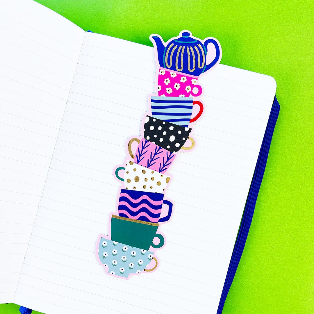 Teetering Tea Cups Scented Bookmark